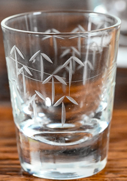 Noritake bamboo etched clear shotglasses