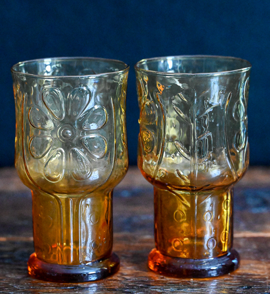 Libbey amber country garden tumblers