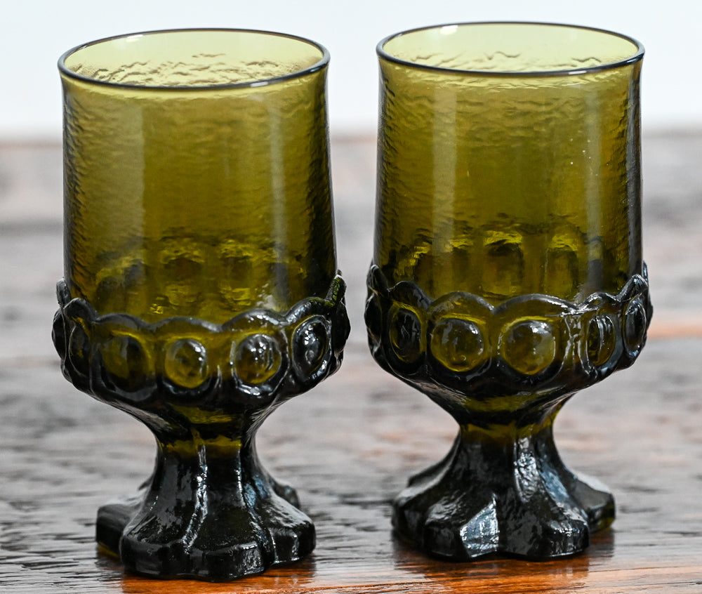 olive green Tiffin Footed goblets