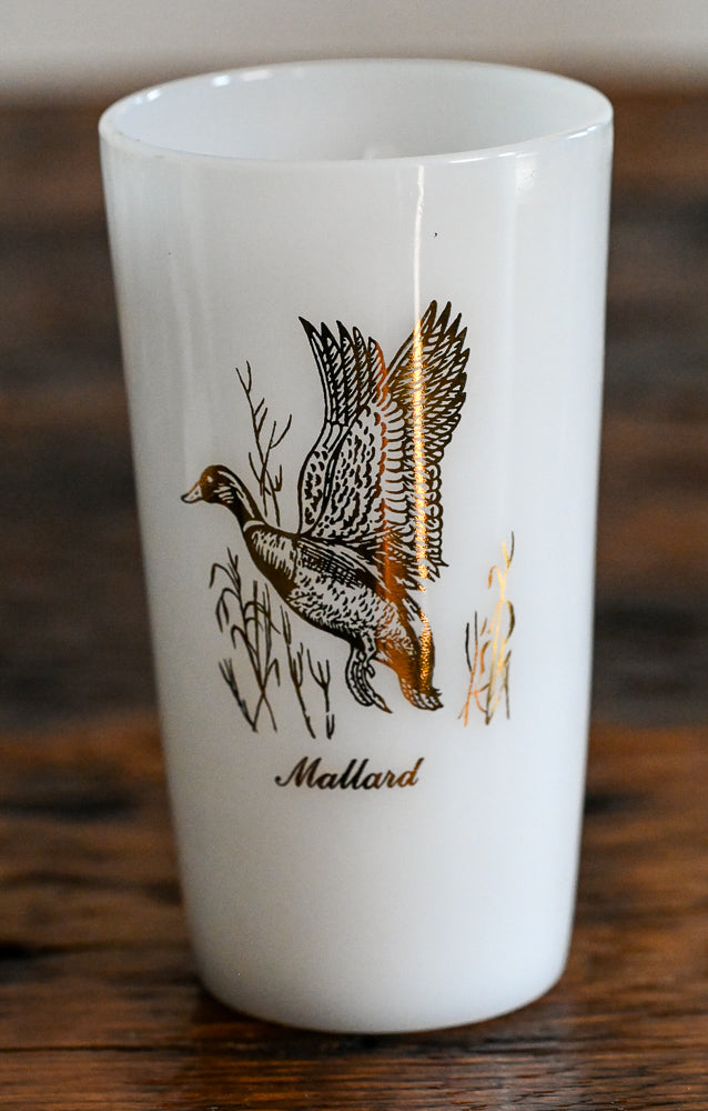 Federal milk glass tumbler with gold Mallard