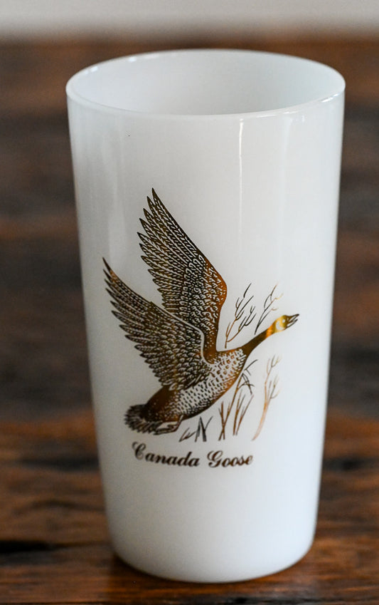 Federal milk glass tumbler with gold Canada goose