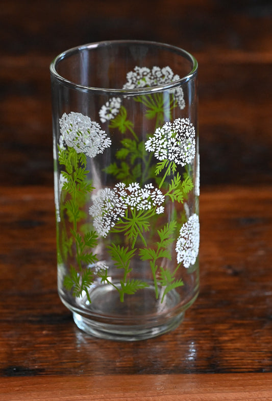 green and white floral Libbey Queen Anne's Lace tumblers