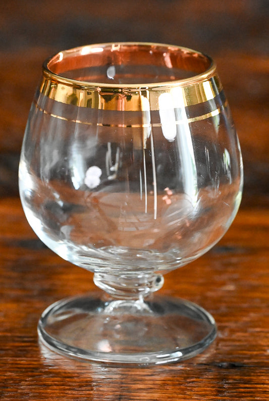 gold banded clear brandy snifter
