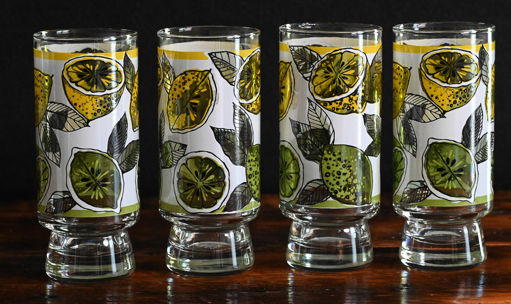 yellow lemons, green limes print Libbey tumblers