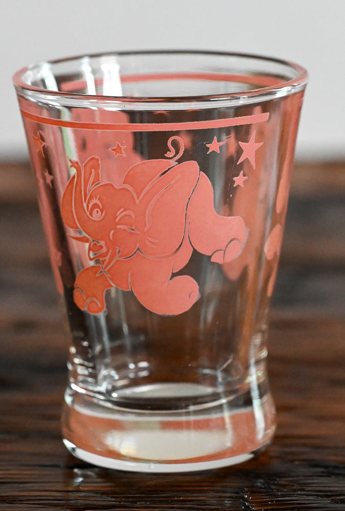 pink elephants and stars print juice glass