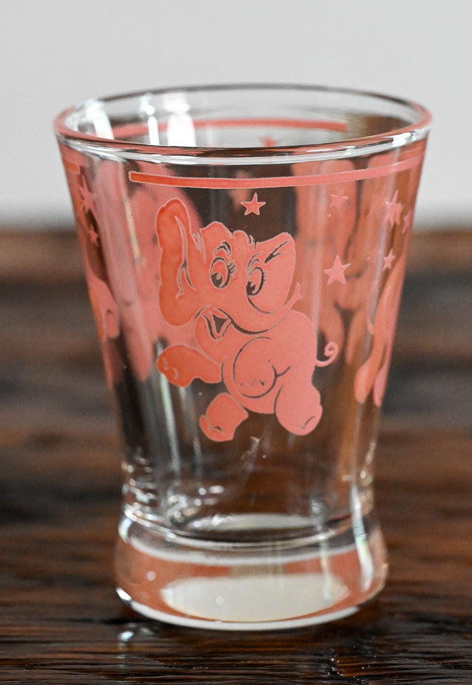 pink elephants and stars print juice glass