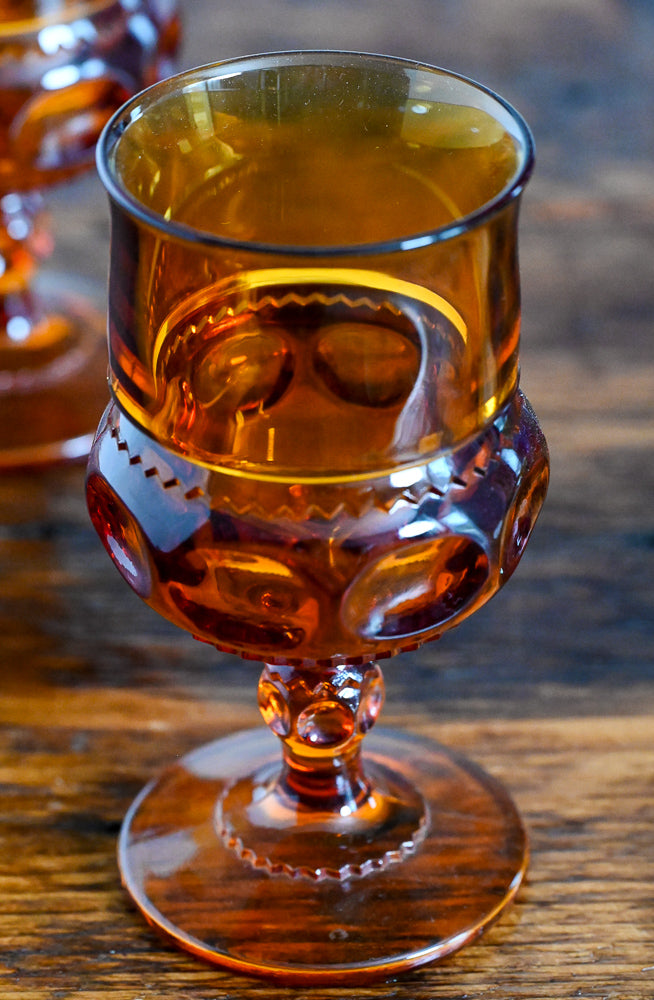 Indiana Glass amber glass stemmed goblets