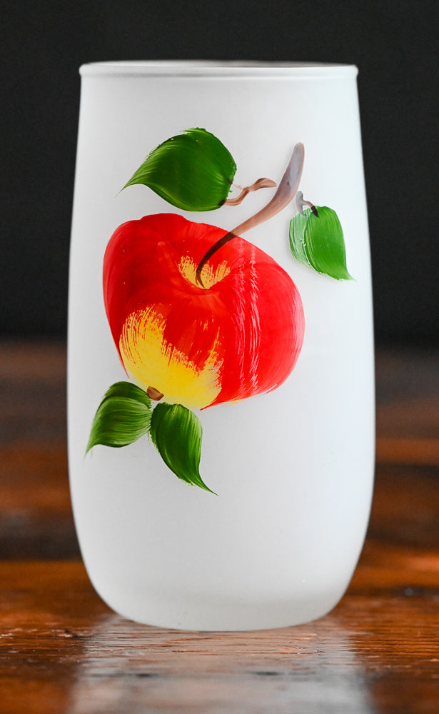 Hazel Atlas frosted tumblers with painted apples