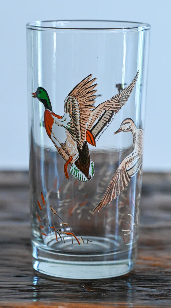 ducks print on highball glass