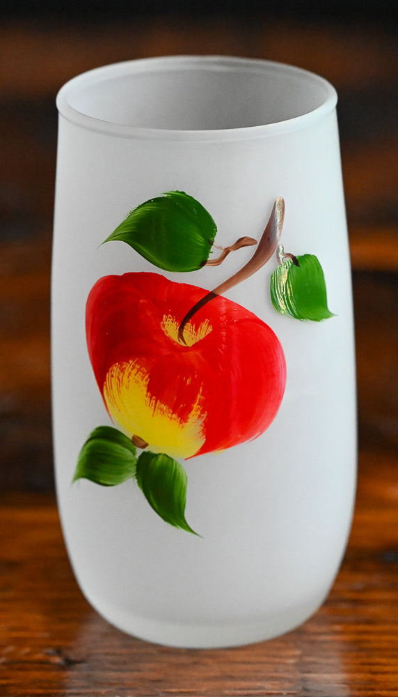 Hazel Atlas frosted tumblers with painted apples