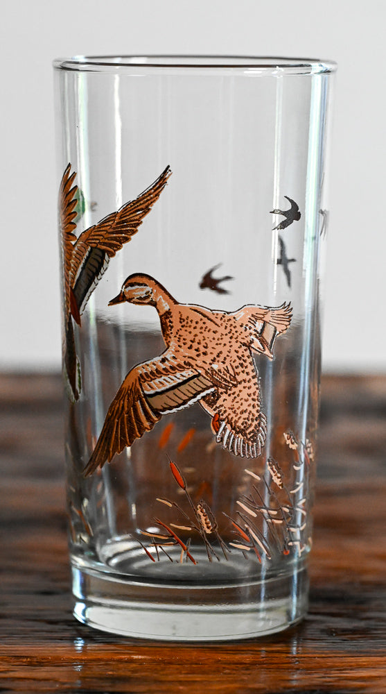 ducks print on highball glass