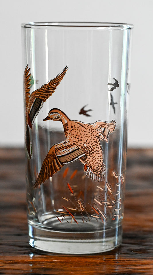 Libbey ducks print on highball glass