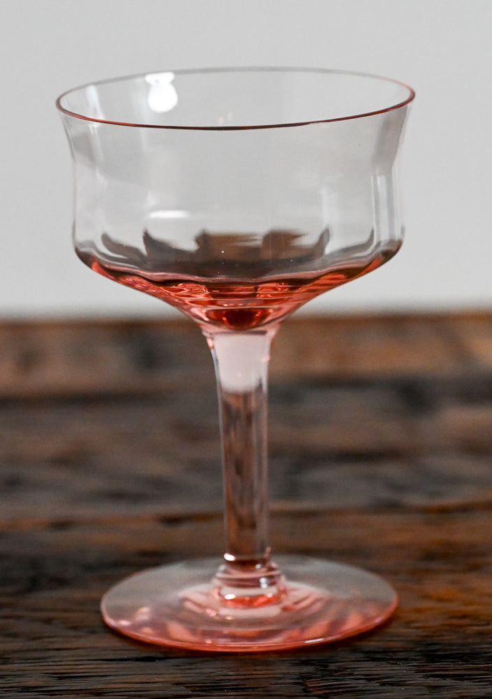 pink glass cocktail coupe