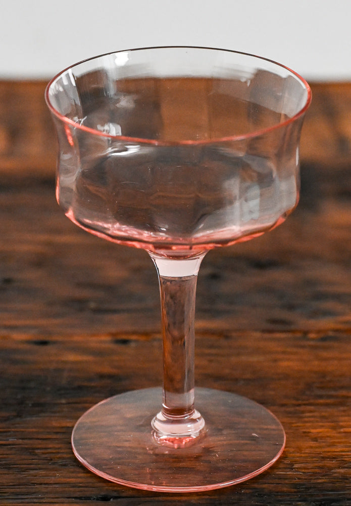 pink glass cocktail coupe