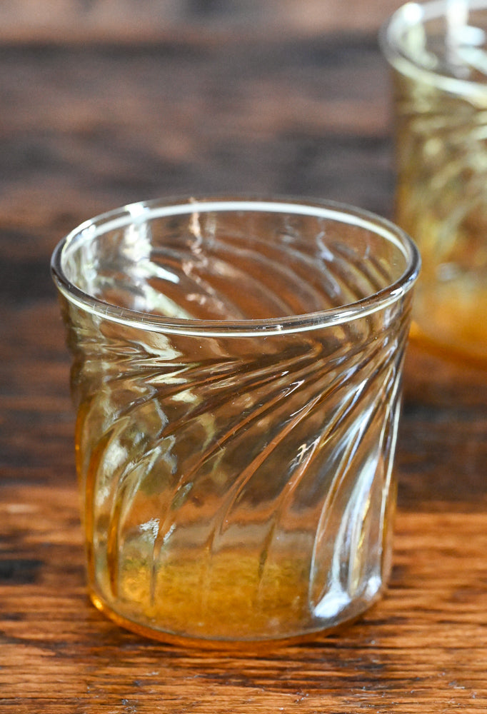 amber swirl lowball glasses
