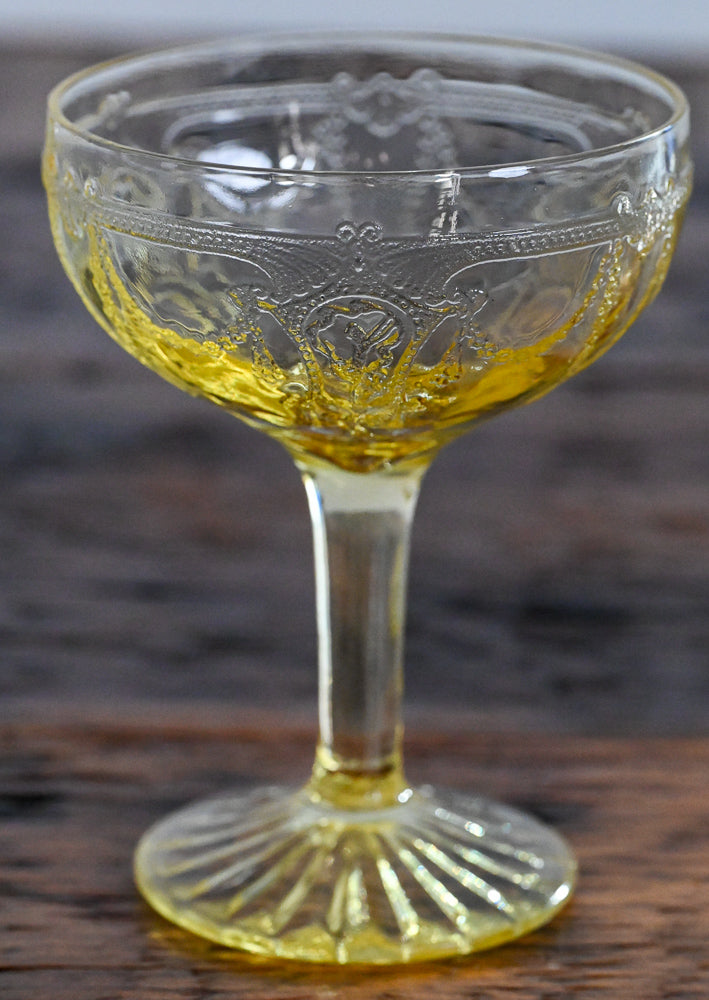 Anchor Hocking yellow pressed glass cocktail coupes