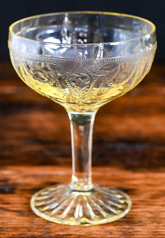 Anchor Hocking yellow pressed glass cocktail coupes