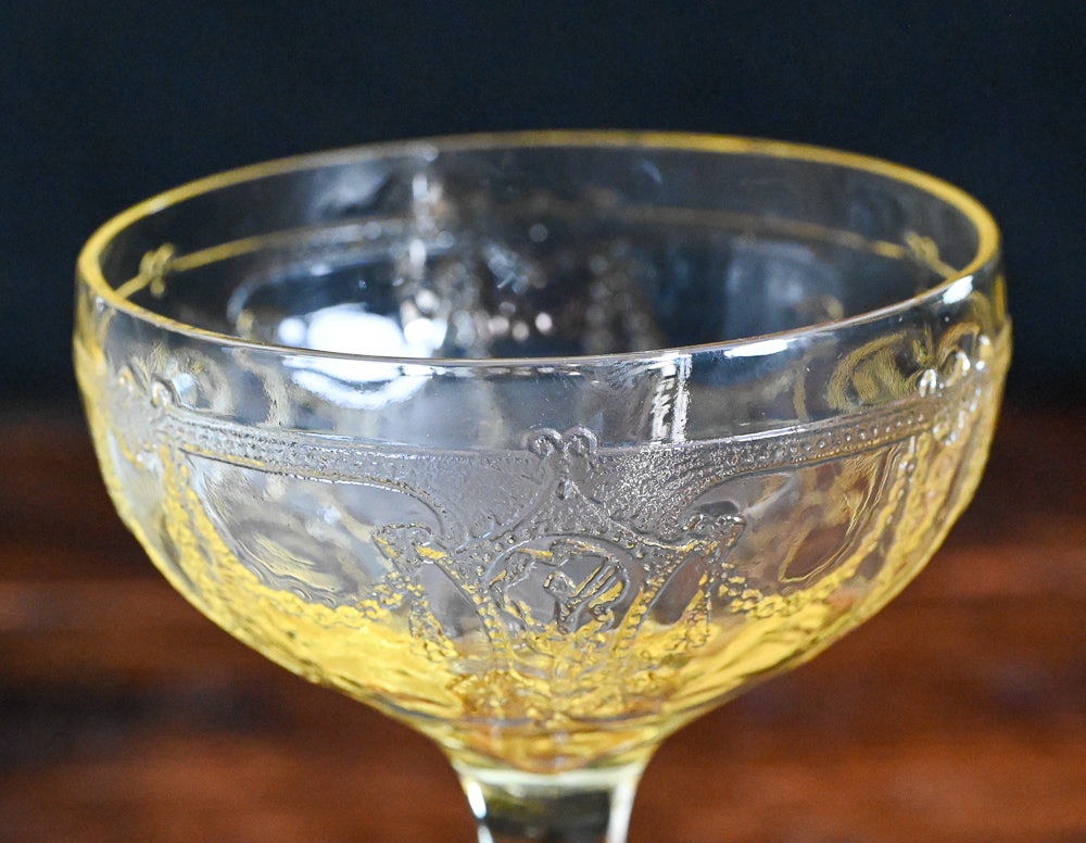 Anchor Hocking yellow pressed glass cocktail coupes