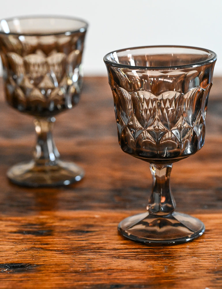 brown glass goblets