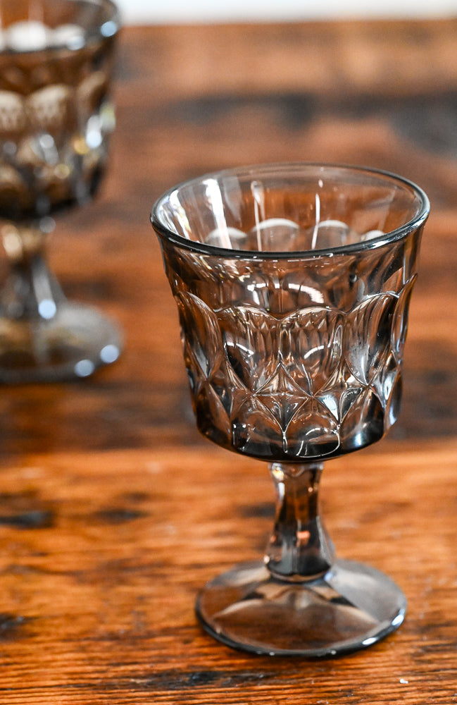 brown glass goblets