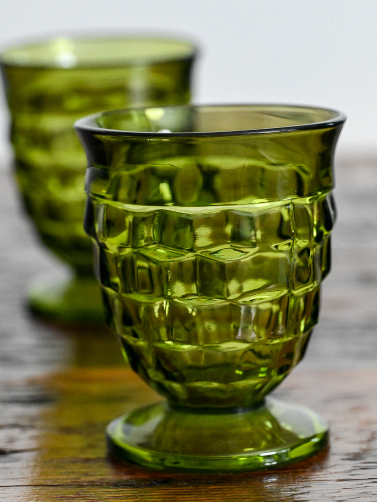 Indiana Glass green footed tumblers