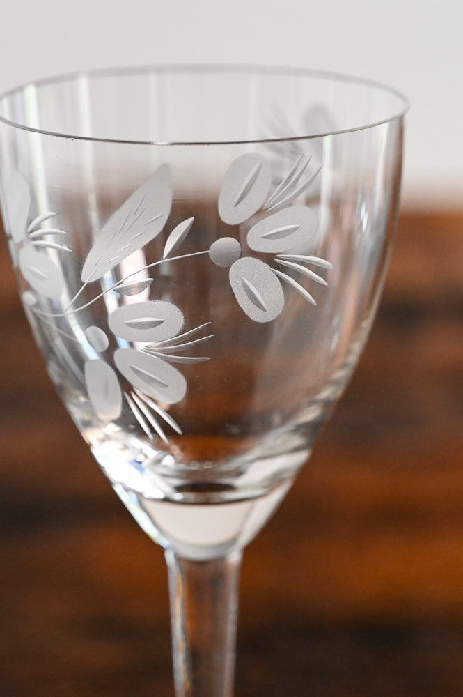 floral etched wine glasses