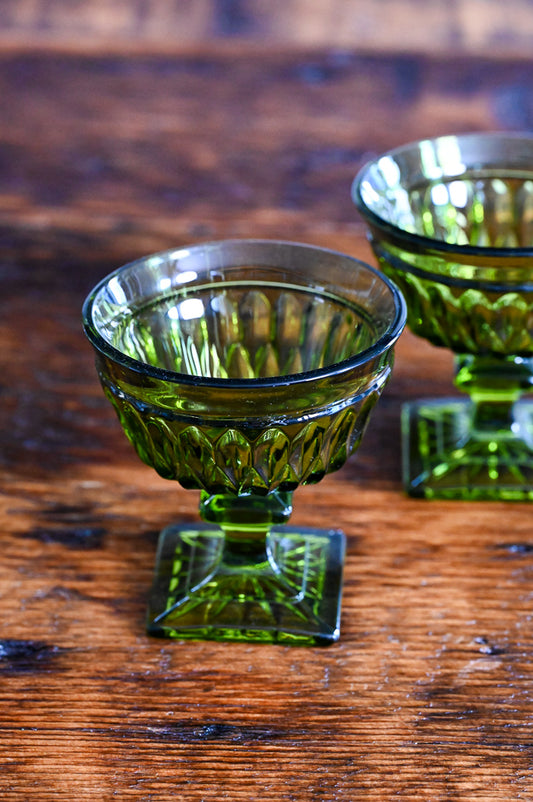 green footed low goblets