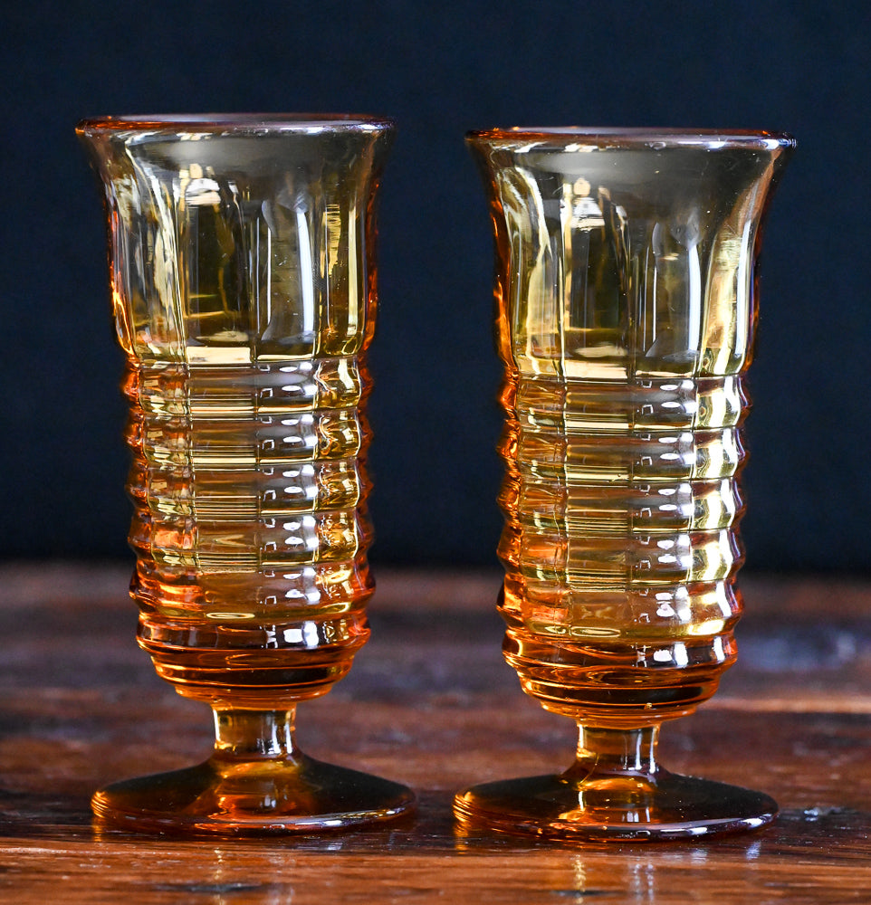 amber beehive design stacked glasses