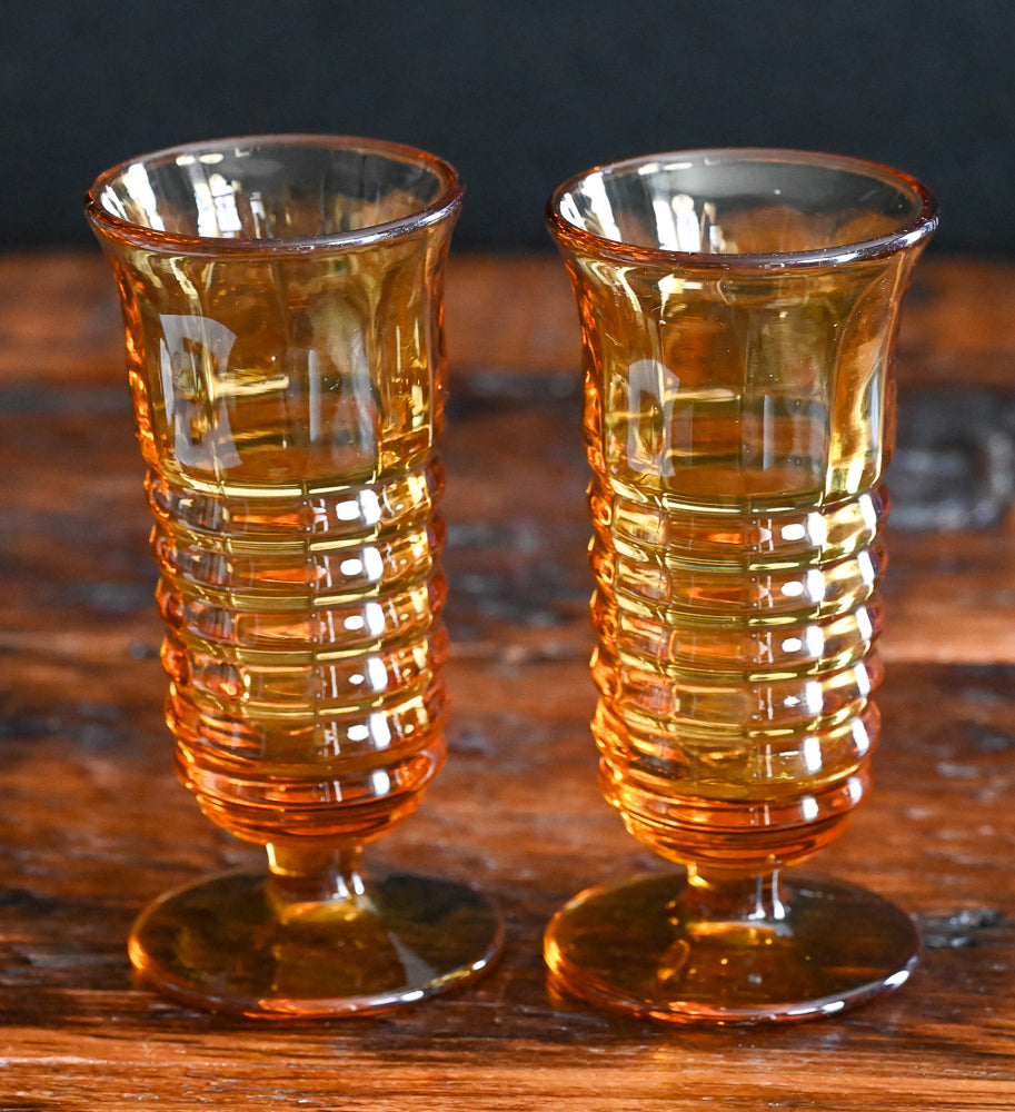 amber beehive design stacked glasses