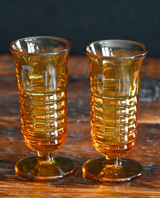 amber beehive design stacked glasses