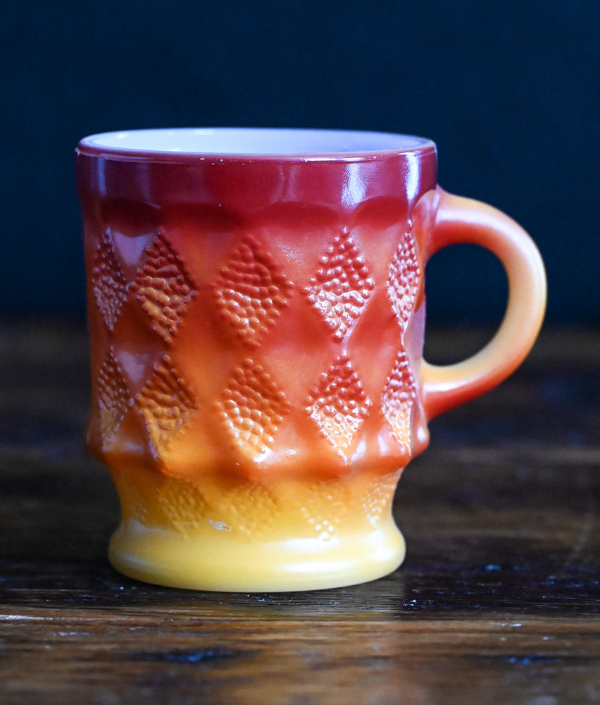 Red and Orange Fire King Kimberley Diamond Mug