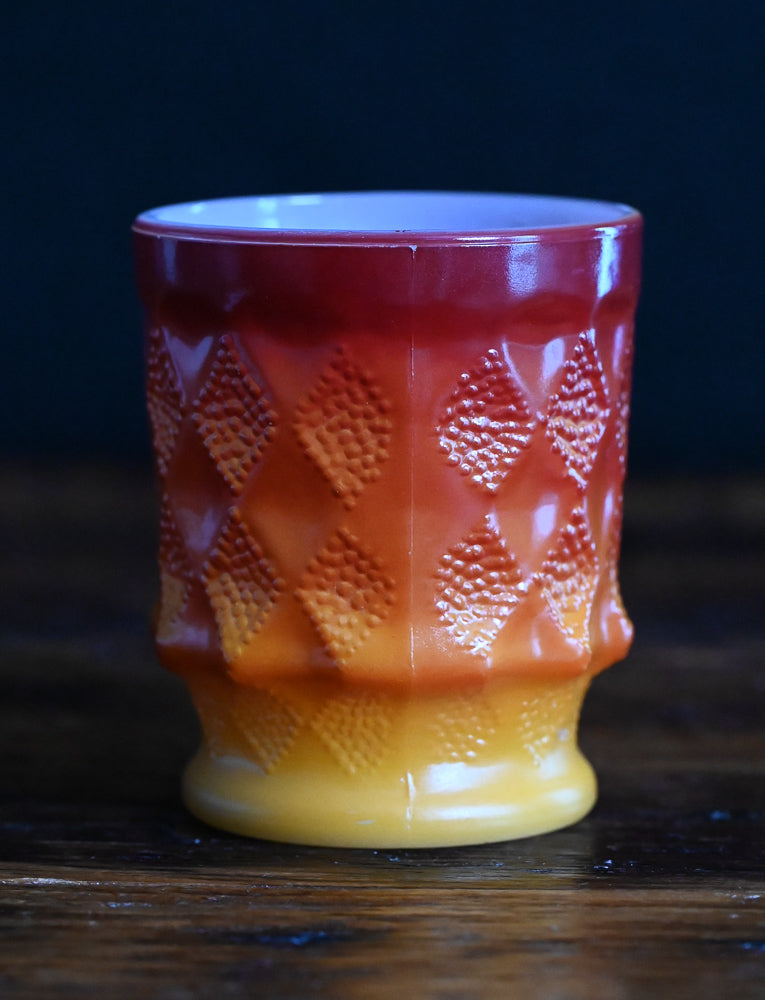 Red and Orange Fire King Kimberley Diamond Mug