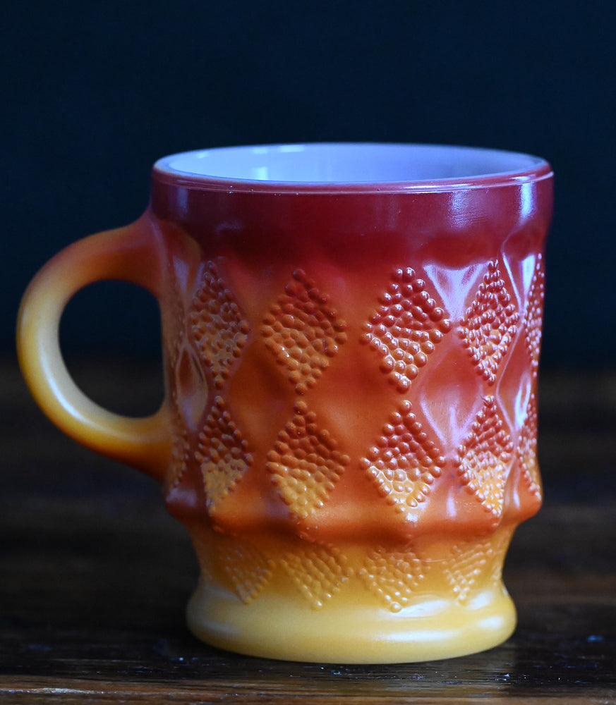 Red and Orange Fire King Kimberley Diamond Mug