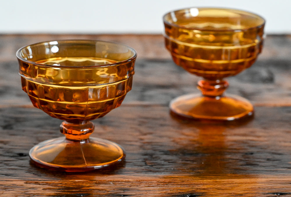 Indiana Glass amber glass sherbet coupes