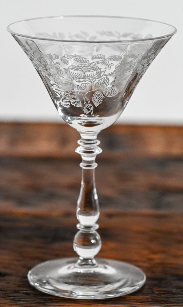 Etched cocktail coupe with stacked stem