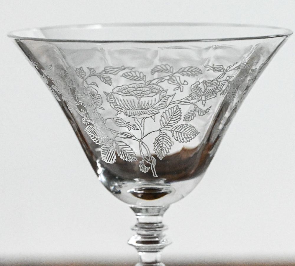 Etched cocktail coupe with stacked stem