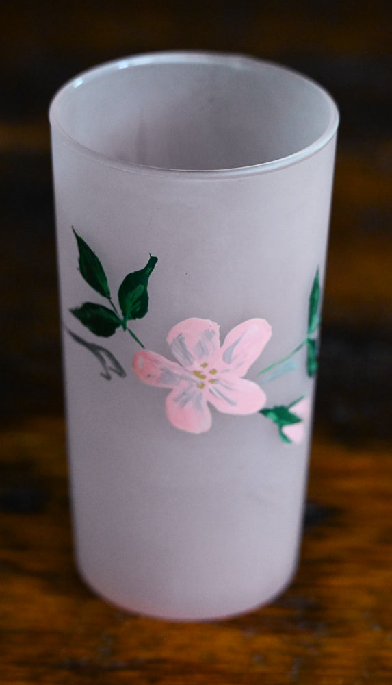 pink frosted floral tumblers