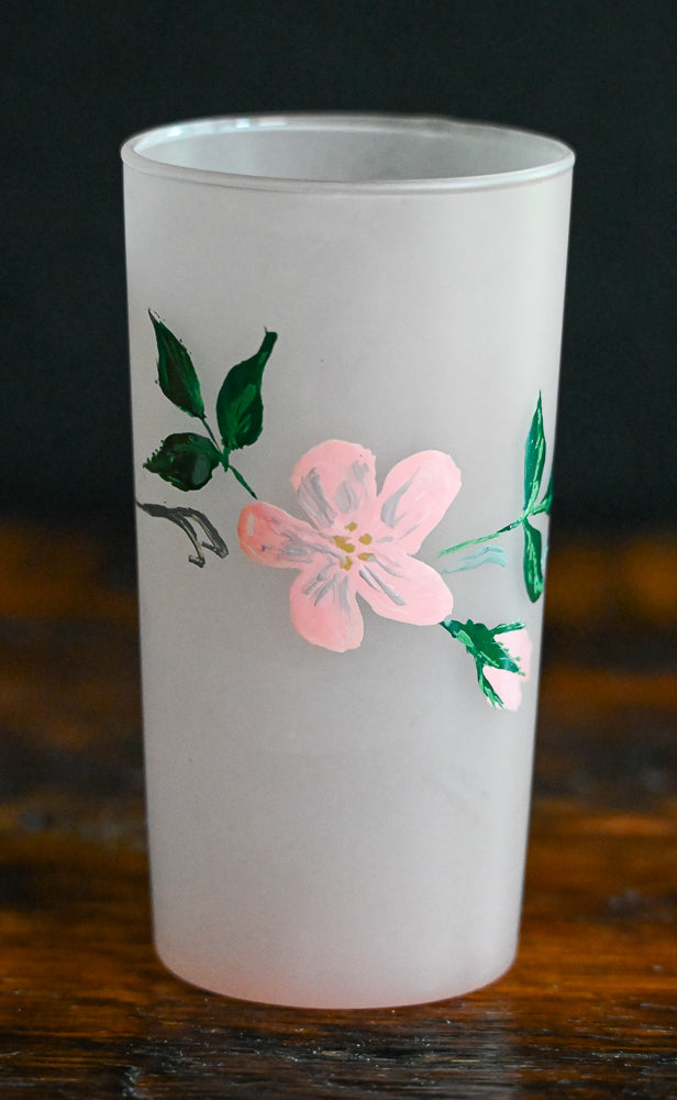 pink frosted floral tumblers