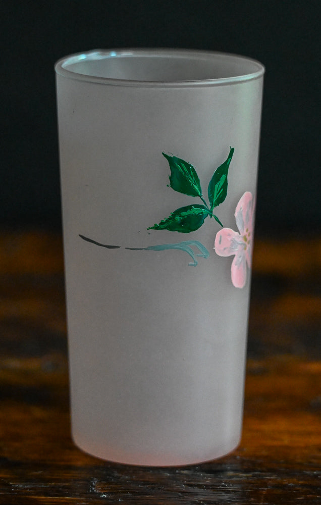 pink frosted floral tumblers