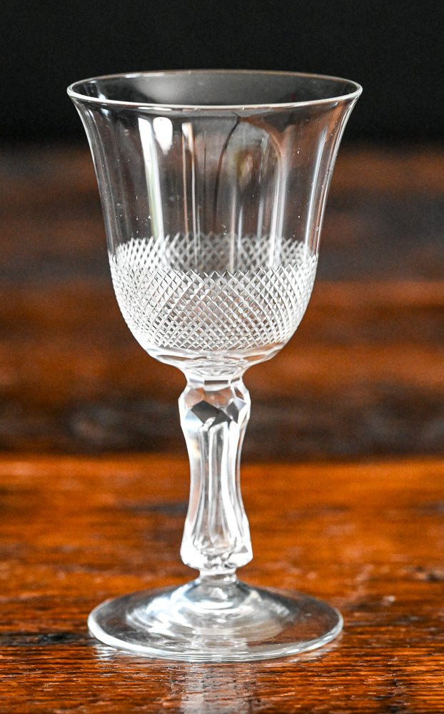 x etched clear cordial glass