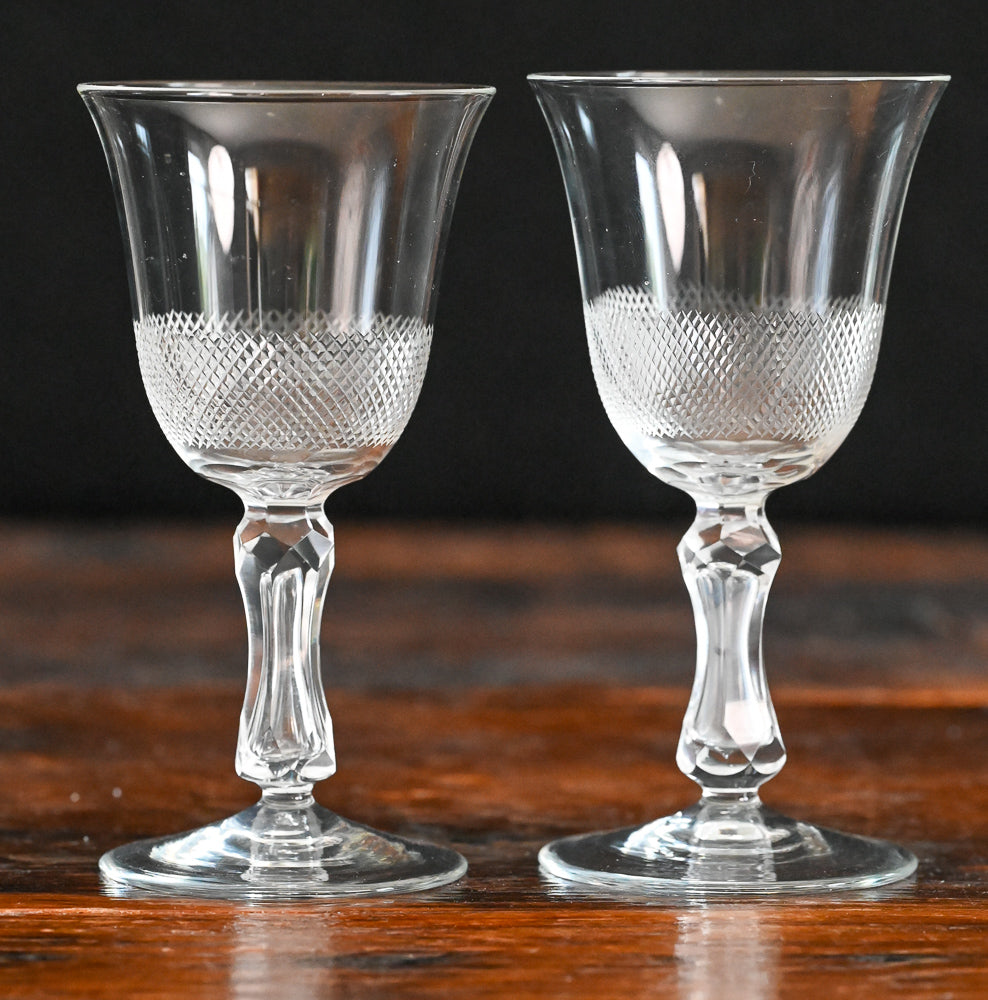 x etched clear cordial glass