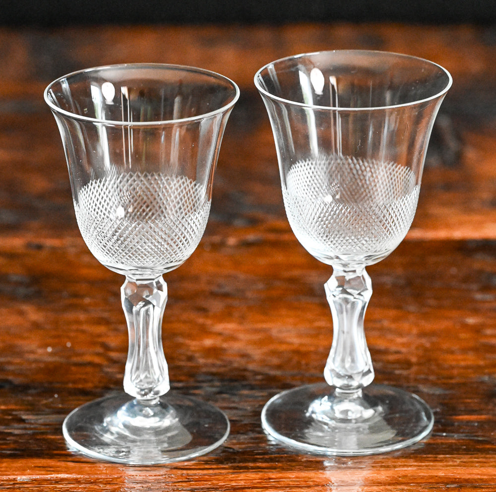 x etched clear cordial glass