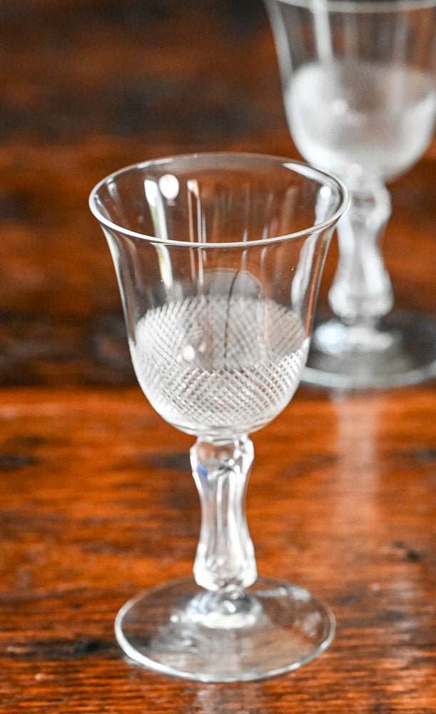 x etched clear cordial glass