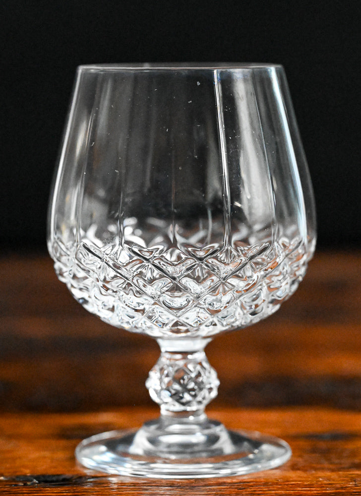 cut crystal clear brandy snifter