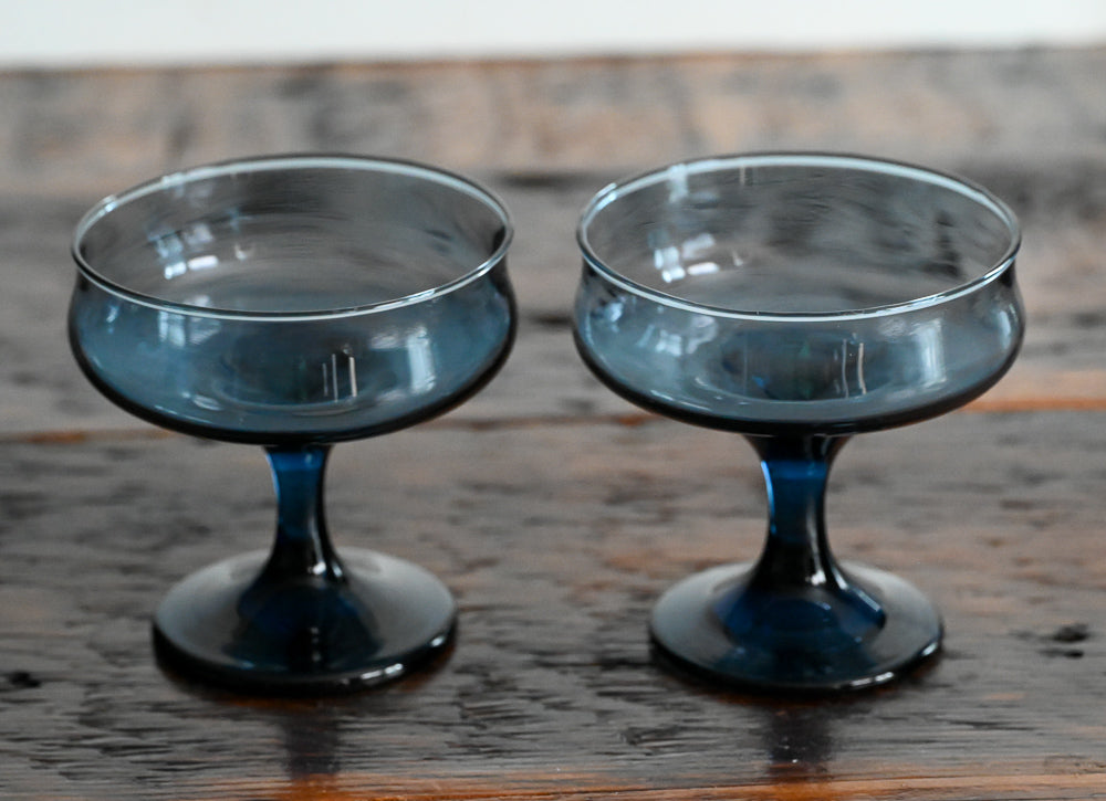 Libbey dusky blue cocktail coupes