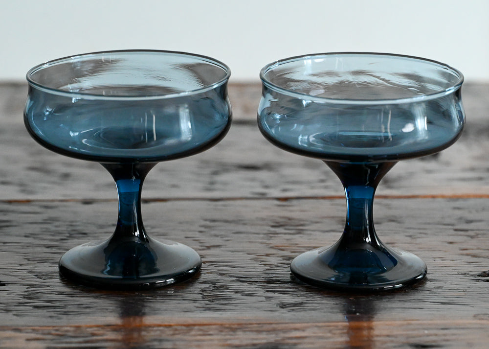 Libbey dusky blue cocktail coupes