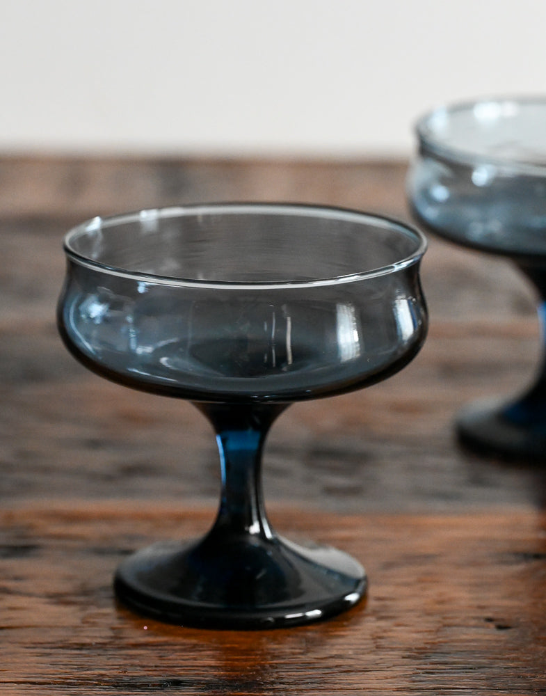 Libbey dusky blue cocktail coupes