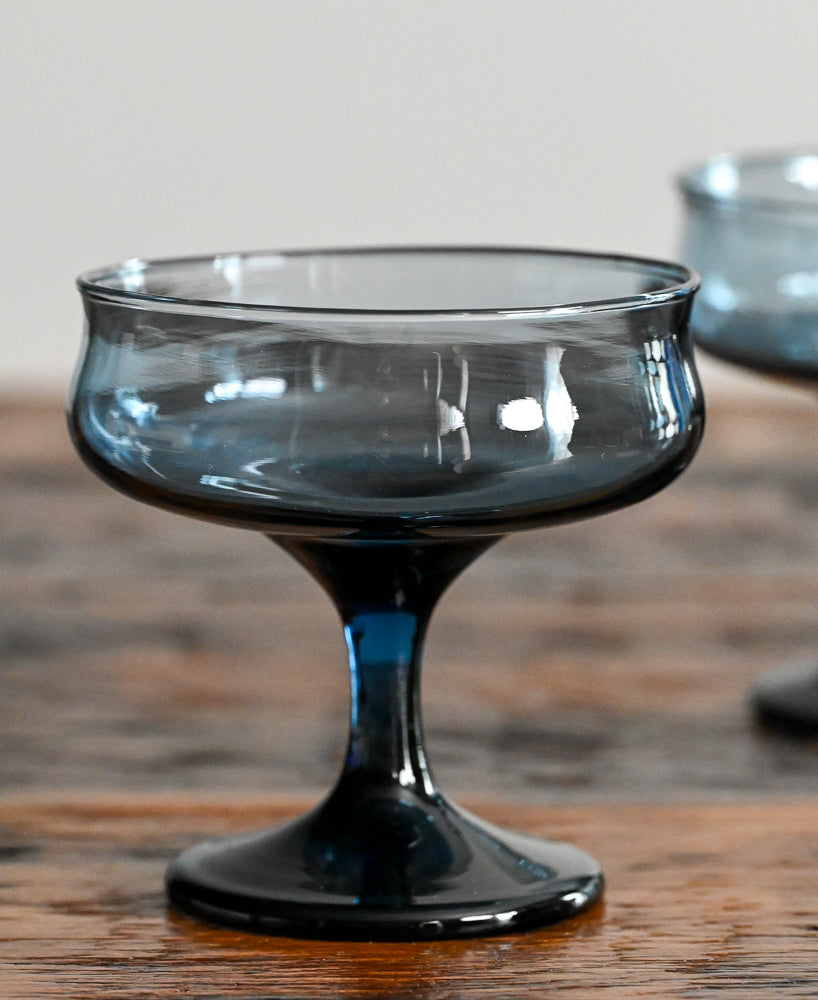 Libbey dusky blue cocktail coupes