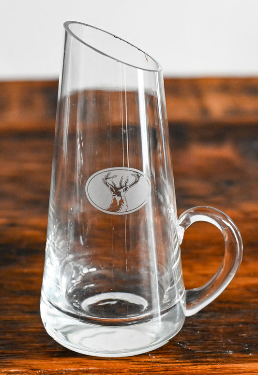 slant top clear glass deer pitcher