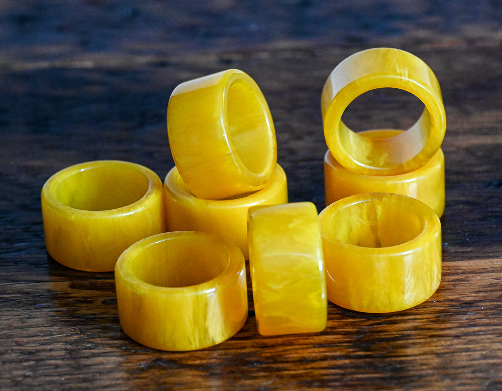 yellow bakelight napkin rings
